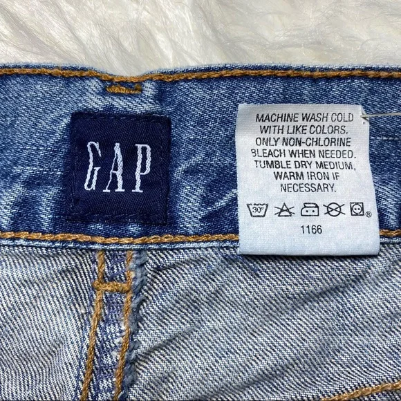Gap Blue Denim Jean A-Line Back Pockets Zipper Mini Size 4 Made in USA! - Picture 4 of 4